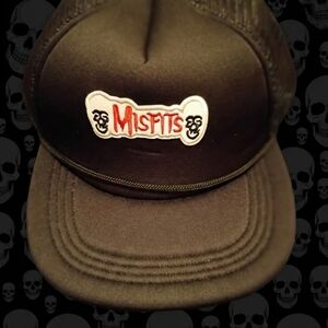 Handmade Misfits Punk Rock Custom Trucker Hat - All Black Snapback